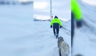 Yolu kardan kapanan köydeki kanser hastası için ekipler seferber oldu