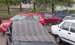Malatya’da sürücüler araçlarını doludan korudular!