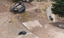Hekimhan'da bir otomobil kanala uçtu