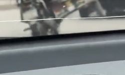 Tüp yüklü motosikletle tehlikeli hareketler kamerada