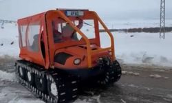 Gaziantep'te düşük riski olan hamile kadın paletli kar aracıyla kurtarıldı