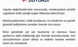 Motokuryelere uygulanan trafik yasağı kaldırıldı