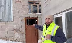 Sivas'ta tipide ahıra saklanan köpek kapıya sıkıştı