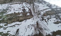 Şırnak'ta 30 keçinin telef olduğu kayaların düştüğü bölge gündüz görüntülendi