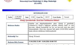 Meteoroloji  Elazığ için zirai don uyarısı yaptı