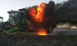 Hasat Kabusa Döndü! Tarlada Alev Alan Biçerdöver Kullanılamaz Hale Geldi