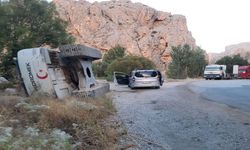 Malatya-Darende Yolunda Korkutan Kaza! İş Makinesi Devrildi