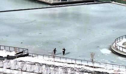 Malatya’daki Yapay Gölet Buz Tuttu