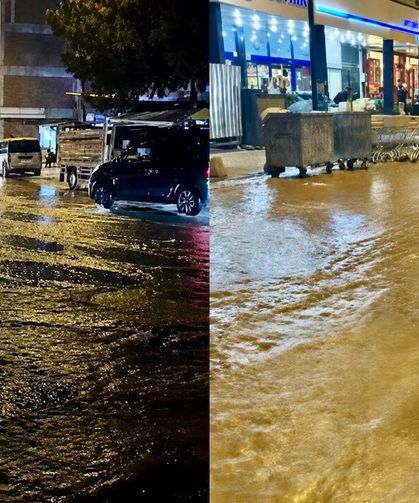 Sarıcıoğlu Caddesi’nde Su Baskını! Cadde Bir Anda Göle Döndü