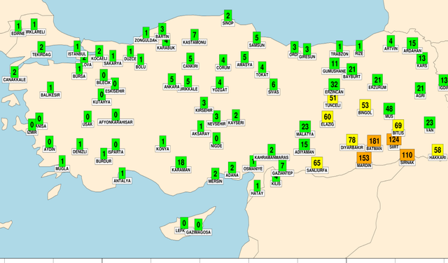 Toz Taşınımı haritası açıklandı! Peki, Malatya’nın havası nasıl?