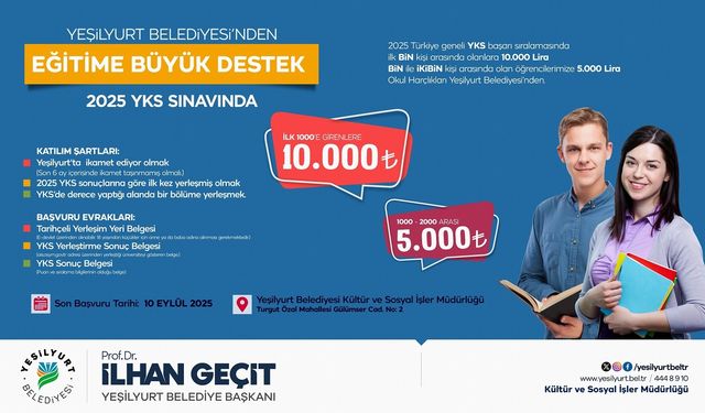 Yeşilyurt’ta Başarı Taçlanıyor: YKS Derecelilerine Nakdi Ödül