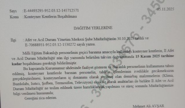 Malatya’da öğretmenlere 10 günlük tahliye bildirimi tepki çekti