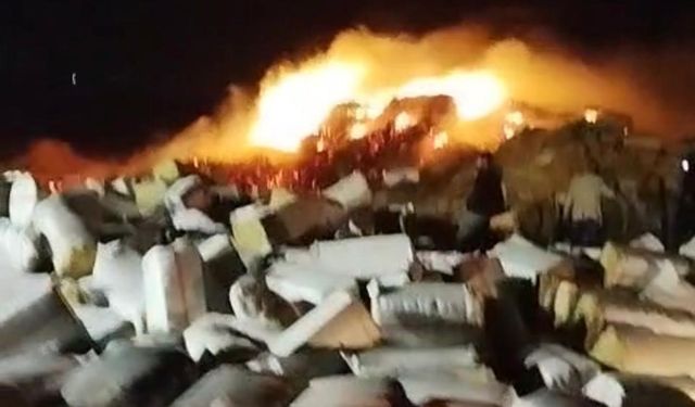 Diyarbakır’da preslenmiş 102 ton saman yandı