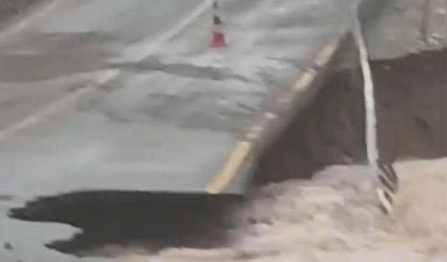 Kayseri'de sel yolu çökertti