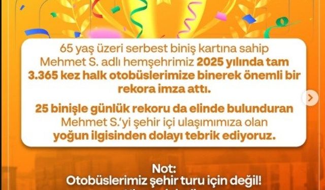 Sivas’ta 65 Yaş Üstü Vatandaş Halk Otobüslerinde Rekor Kırdı