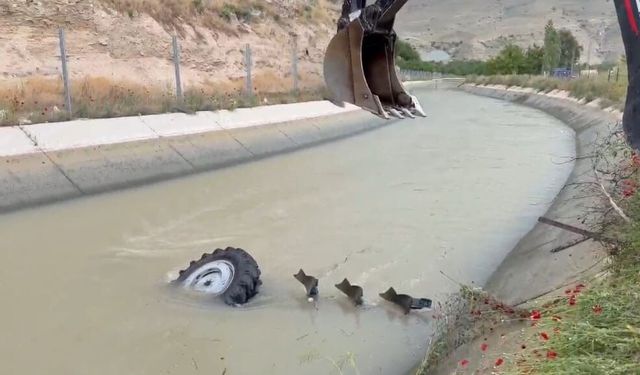 Malatya’da Film Gibi Kurtuluş: Kanala Uçan Traktörden Son Anda Atladı!