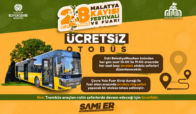 Malatya Kayısı Festivali’ne Gideceklere Müjde! Büyükşehir Ücretsiz Ulaşım Kararı Aldı
