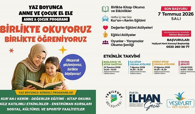 Yeşilyurt’ta Anne ve Çocuklar İçin Yaz Eğlencesi Başlıyor: Son Başvuru 7 Temmuz!
