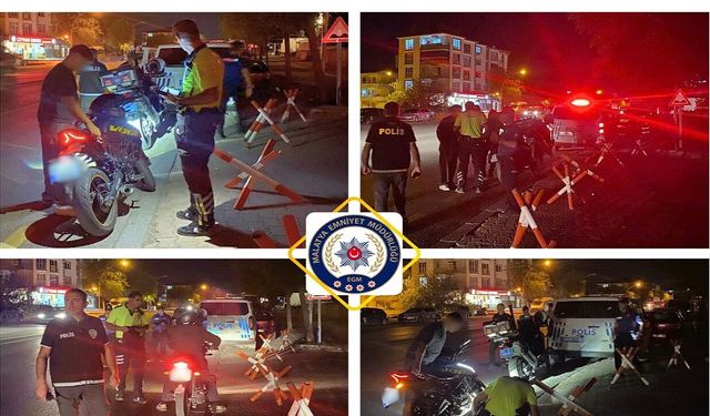 Battalgazi’de polis denetimi! Şüpheli şahıslar ve motosikletler tek tek kontrol edildi