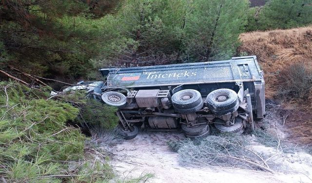 Adıyaman’da Hafriyat Kamyonu Virajı Alamayınca Devrildi! 1 Kişi Yaralandı