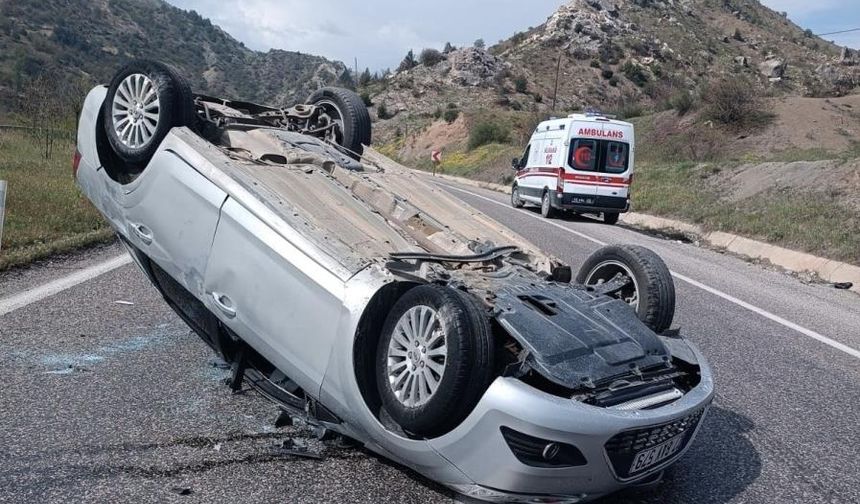 Gölbaşı'nda otomobil takla attı: 1 yaralı