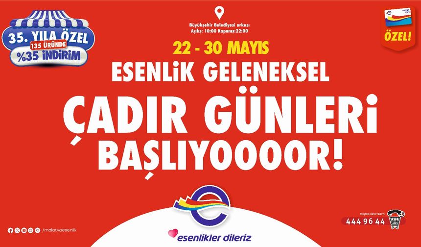 Malatya Çadır Günleri 22 Mayıs’ta Başlıyor