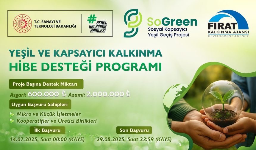 Fırat Kalkınma Ajansı’ndan 28 milyon TL’lik yeşil dönüşüm desteği