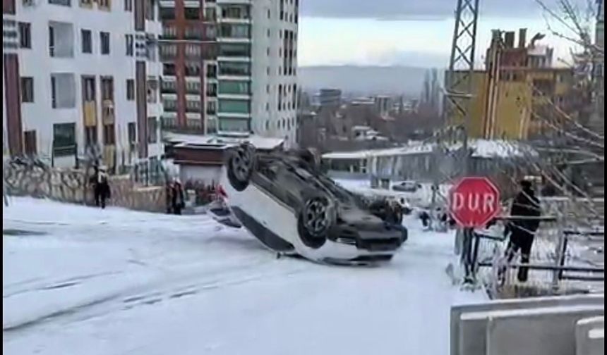 Malatya'da Karda Kayan Araç Takla Attı