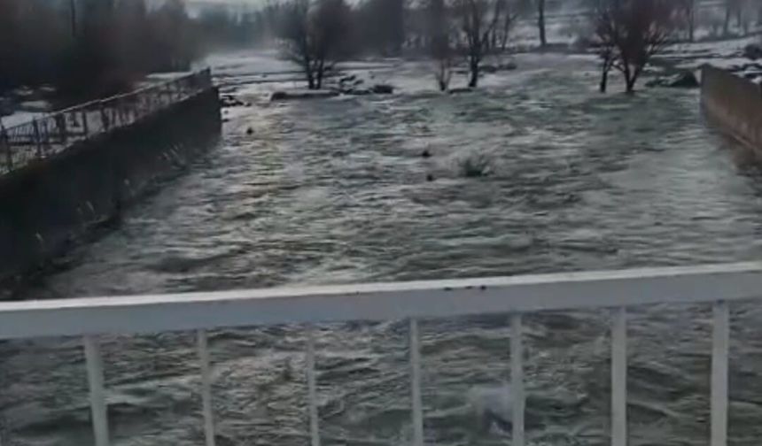 Elazığ'da kar suları eridi, dereler coştu