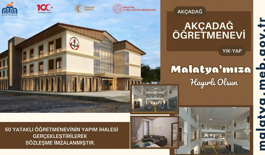 Akçadağ Öğretmenevi İçin İmzalar Atıldı: 50 Yataklı Yeni Tesis İlçeye Kazandırılıyor