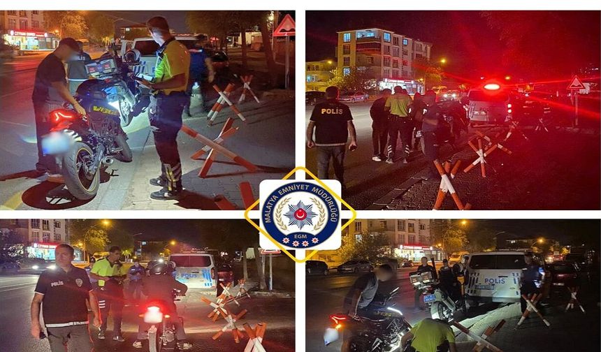 Battalgazi’de polis denetimi! Şüpheli şahıslar ve motosikletler tek tek kontrol edildi