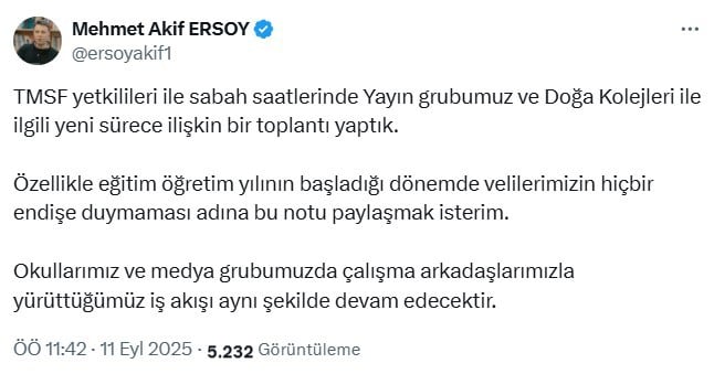 Mehmet Akif Ersoydan Operasyon Sonrasi Aciklama